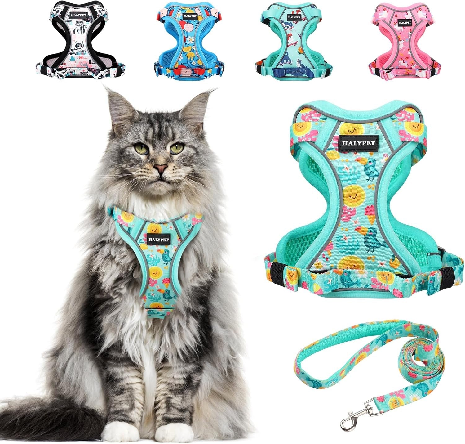 Escape Proof Reflective Adjustable Cat Harness Leash Set