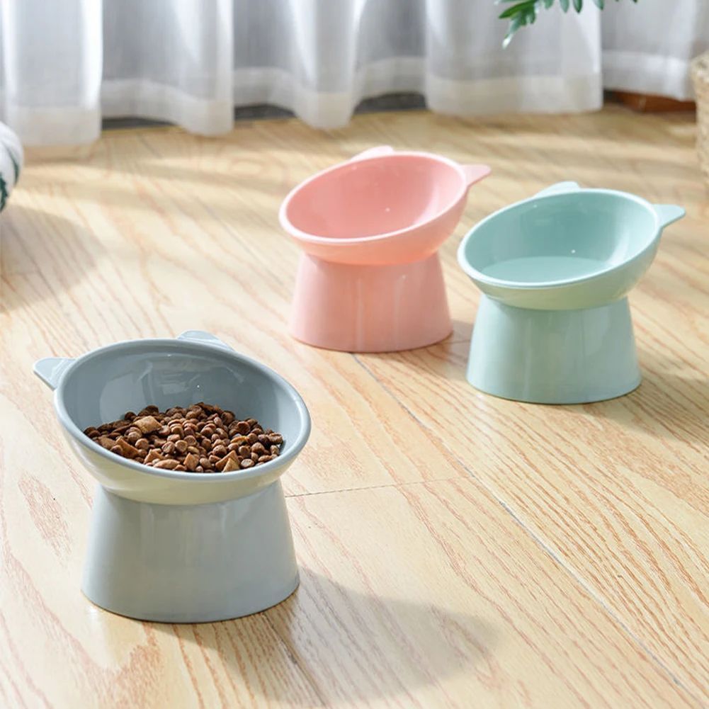 Tilted Elevated Cat Food Bowl Anti Slip Ergonomic Feeding Dish