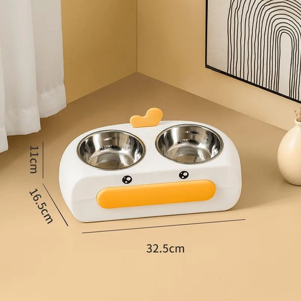 Duck Design Double Pet Feeding Bowl Food Water Tray Set