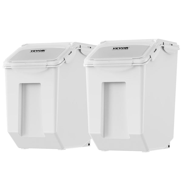 Double Airtight Ingredient Storage Bin with Measuring Cups Casters Set