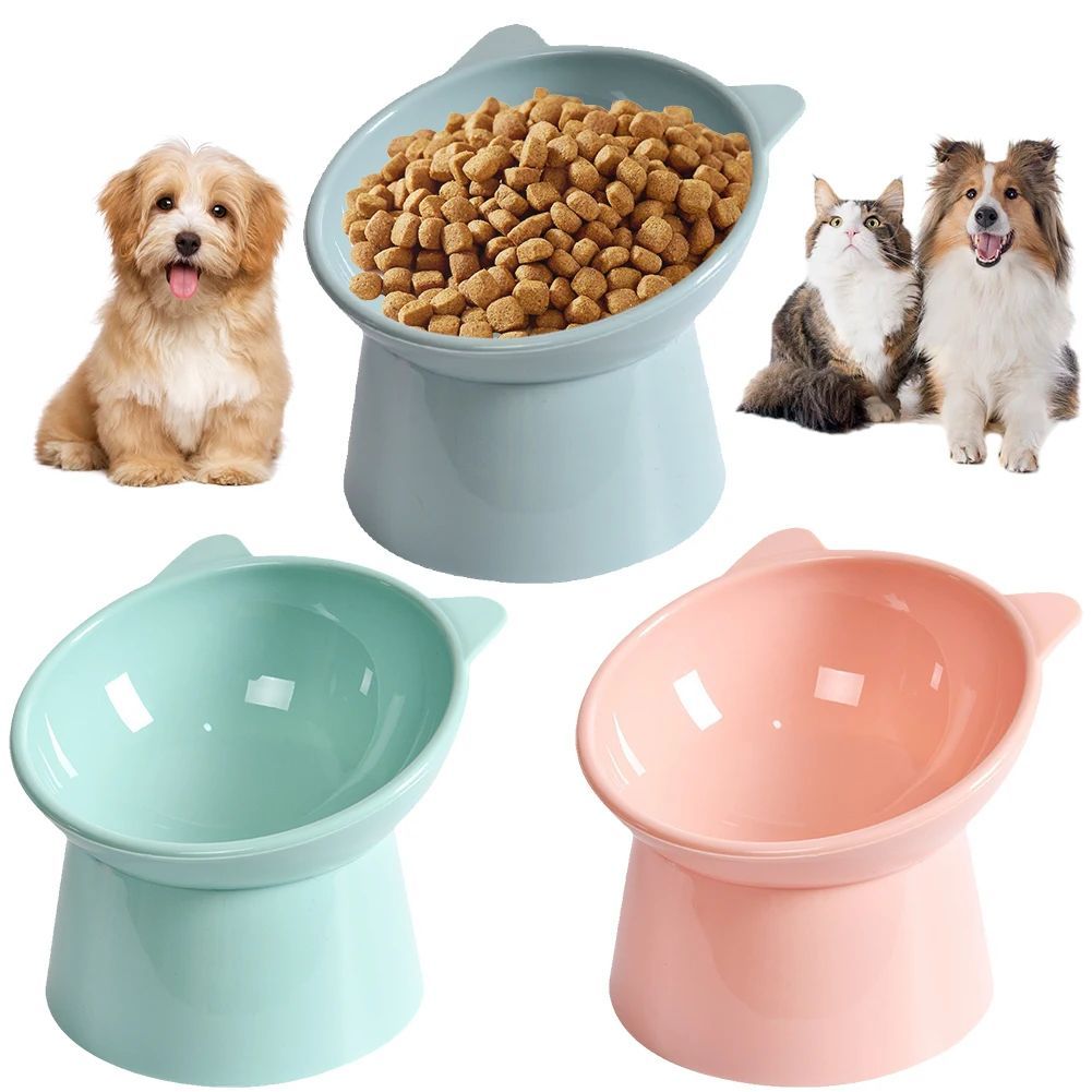 Tilted Elevated Cat Food Bowl Anti Slip Ergonomic Feeding Dish