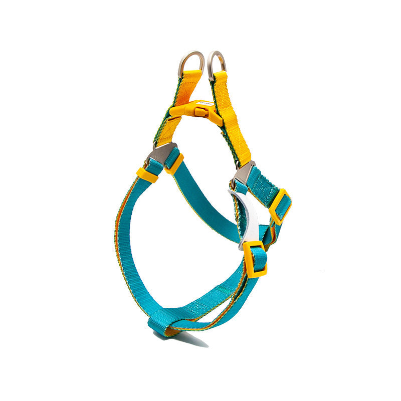 Contrast Color Pet Harness Leash Chest Back Collar Set