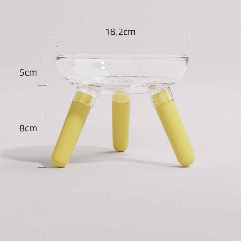 Pet Cat Dog Transparent Glass Feeding Water Bowl Anti Knock