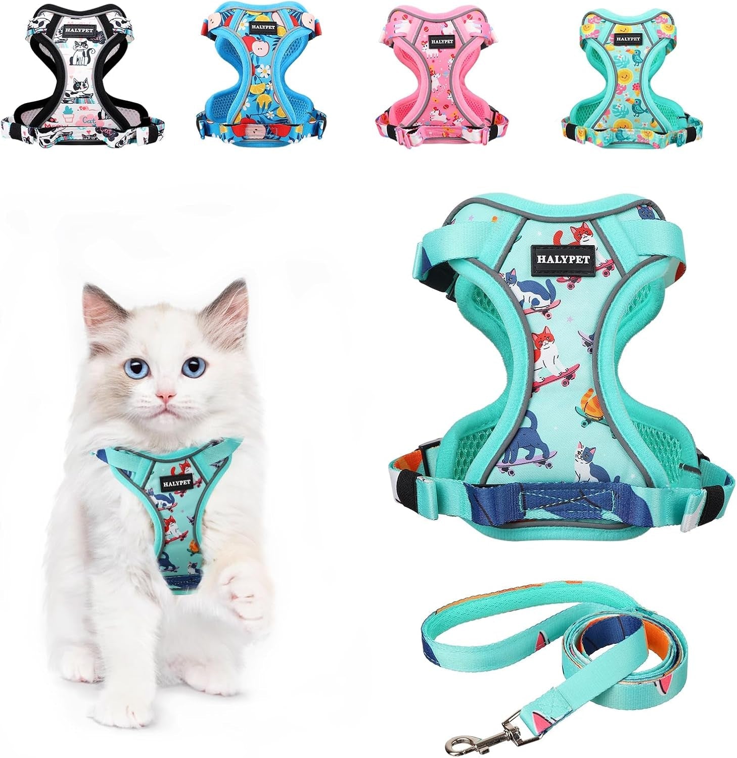 Escape Proof Reflective Adjustable Cat Harness Leash Set