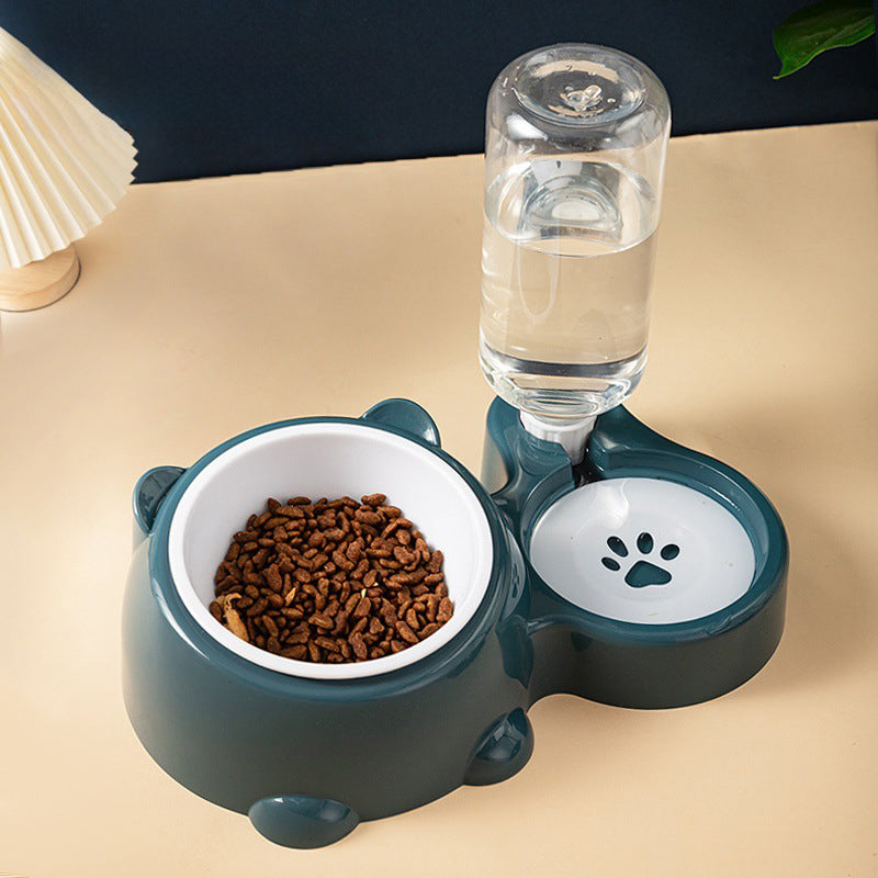 Tilted Cat Dog Food Water Bowl Set with Dispenser