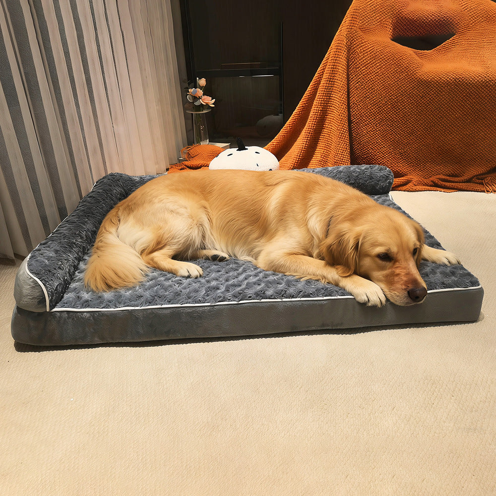 L Shaped Pet Sofa Bed with Washable Cover and Sponge Padding