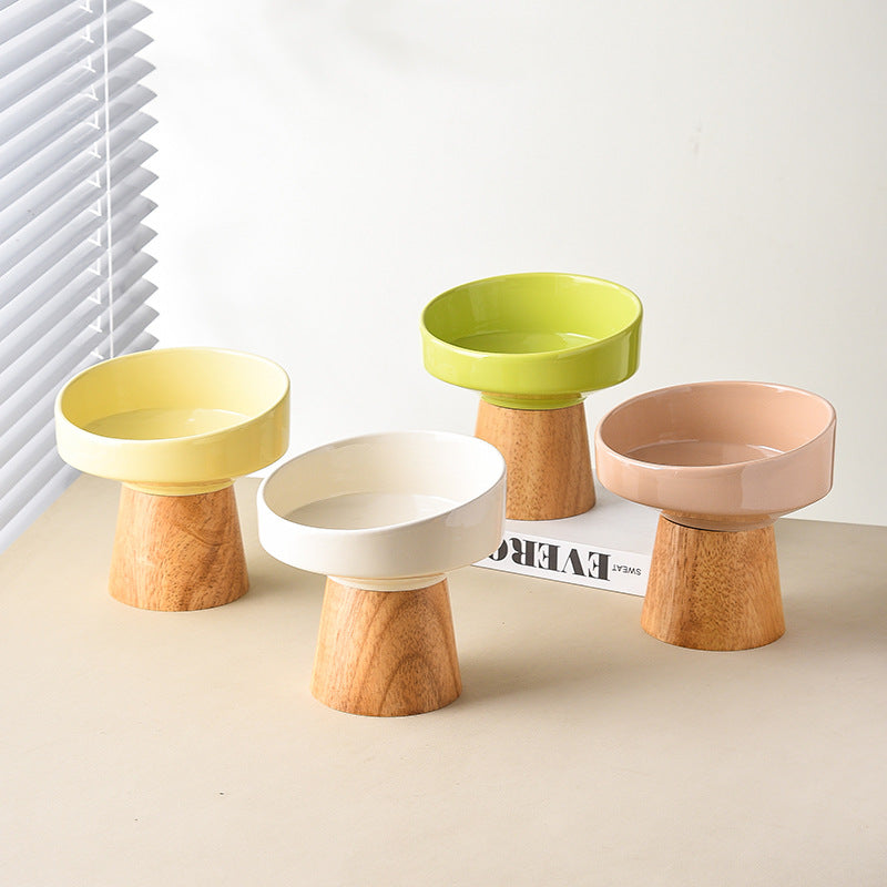 Elevated Ceramic Pet Food Water Bowl for Cats Dogs Puppies
