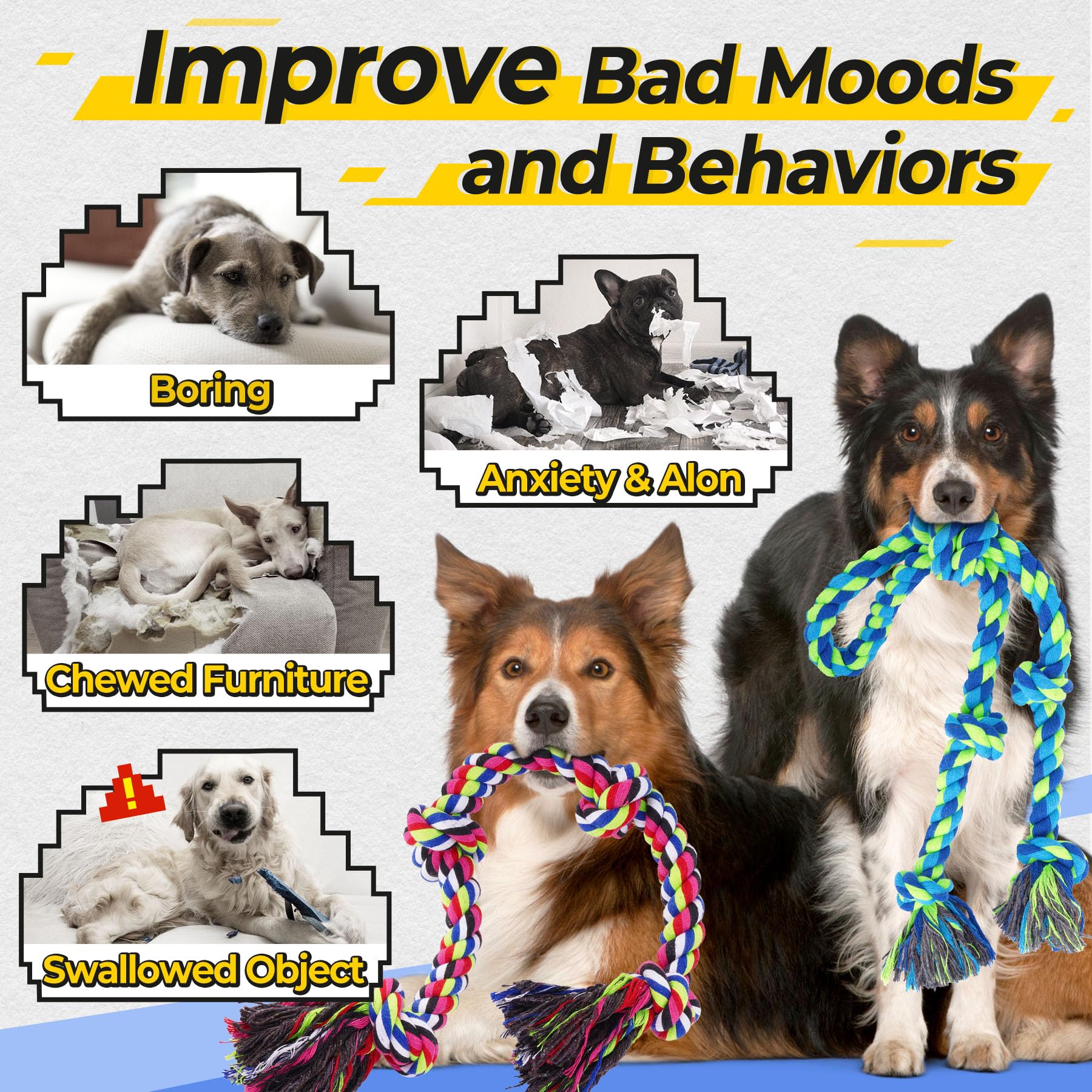 Tough Dog Rope Tug Toy for Aggressive Chewers Set