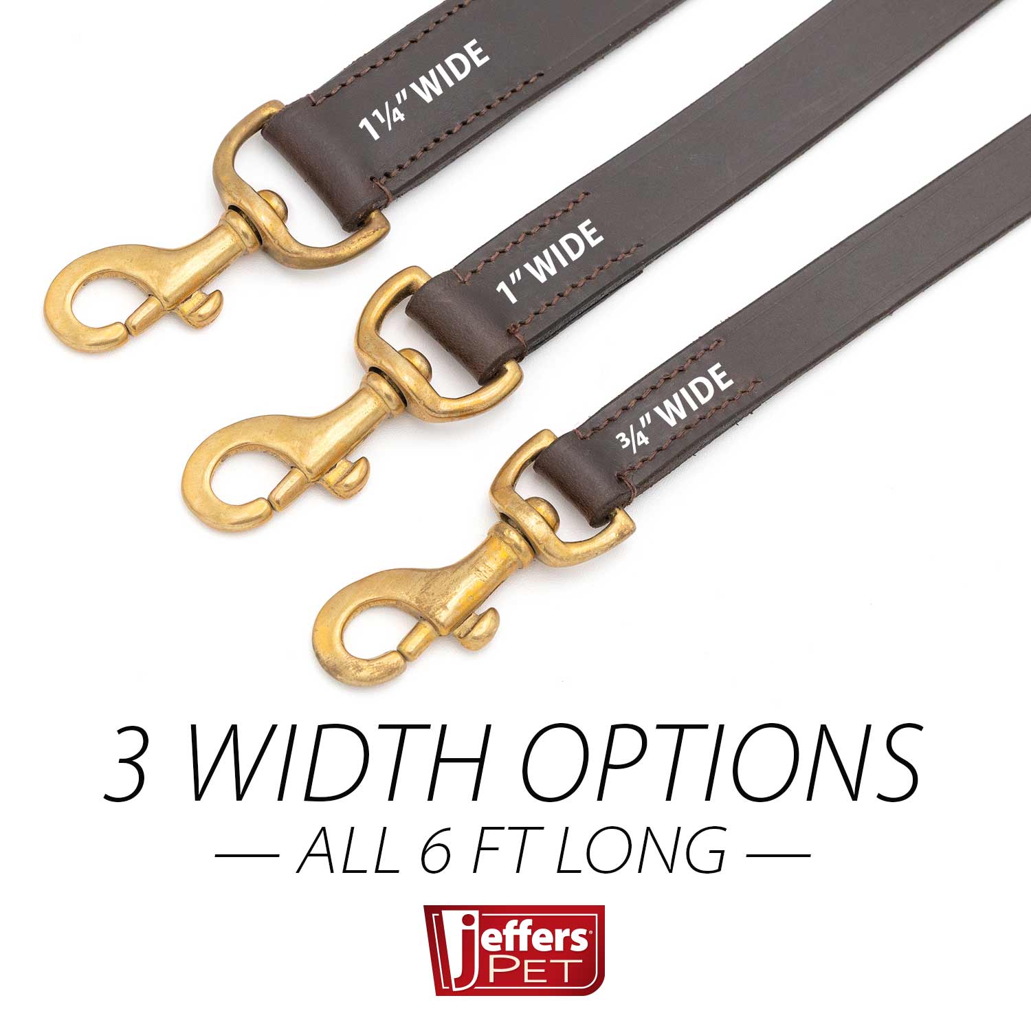 Jeffers Flat Leather Dog Leash with Hand Strap